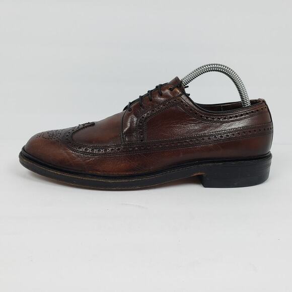 Freeman Free-Flex Mens Size 8.5 D Brown Leather Wingtip Oxford Formal Dress Shoe main image 4